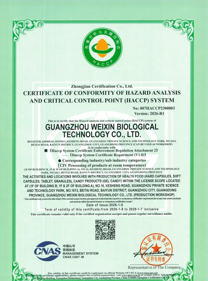 Vista previa del certificado de inocuidad alimentaria HACCP.